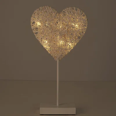The Range Wicker Heart Table Lamp - White