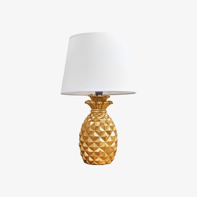 The Range Contemporary Pineapple Design Gold Effect Table Lamp With White Shade - Gold