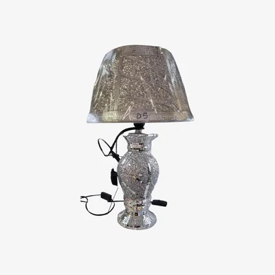 The Range Crushed Diamond Silver Led Vase Lamp glitter Table Lamp Shade Circle Design - Silver