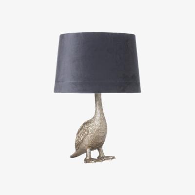 The Range Silver Goose Table Lamp With Grey Velvet Shade - silver
