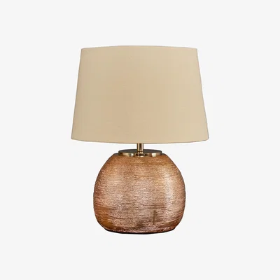 The Range Modern Metallic Copper Effect Ceramic Table Lamp With Cream Shade - Copper