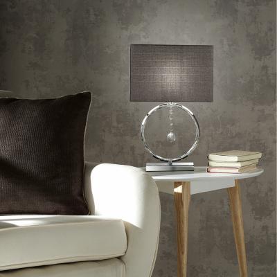 The Range Lizzy Chrome Silver Table lamp with a Grey Fabric Lampshade - Silver