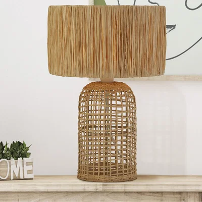 The Range Woven Raffia Table Lamp  - Brown