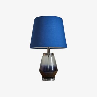 The Range Contemporary Chrome And Blue Ombre Lustre Glass Table Lamp With Navy Blue Shade - Blue