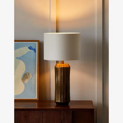 Rose & Grey Levy Antique Bronze Aluminium Table Lamp with Small White Velvet Shade