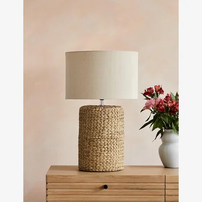Rose & Grey Rope Effect Table Lamp