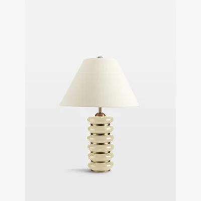 Soho Home Greyson Table Lamp, High Gloss Lacquer, Cream