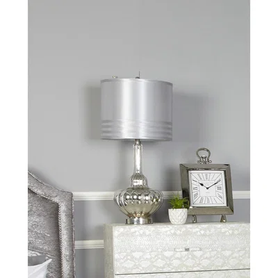 Teddy Beau Deco Home Silver Glass Silver Table Lamp