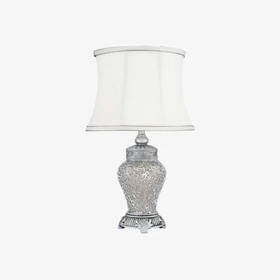 Teddy Beau Deco Home Champagne Sparkle Mosaic Regency Table Lamp With Ivory Shade
