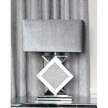 Teddy Beau Deco Home Makayla Smoked Mirror Diamond Shape Table Lamp