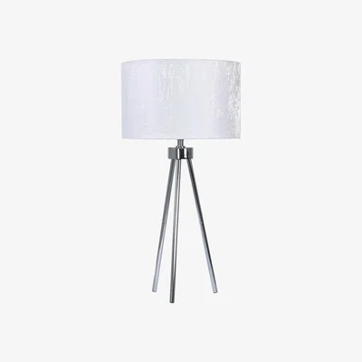 Teddy Beau Deco Home Medium 68cm Chrome Tripod Table Lamp With White Cotton Shade