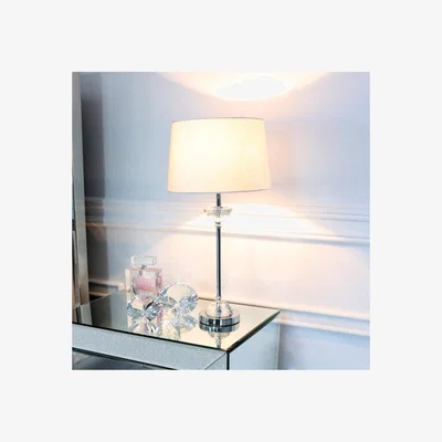 Teddy Beau Deco Home 54.5cm Metal And Glass Table Lamp With White Cotton Shade
