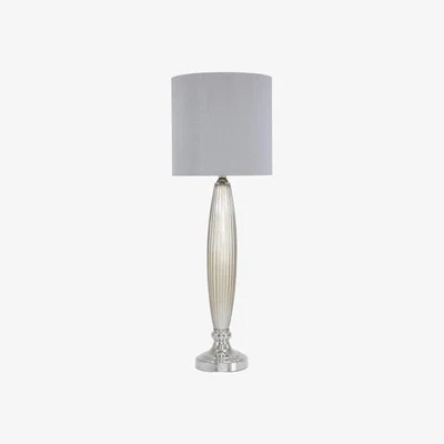 Teddy Beau Deco Home Taupe Pearl Glass Table Lamp With Grey Shade / Grey