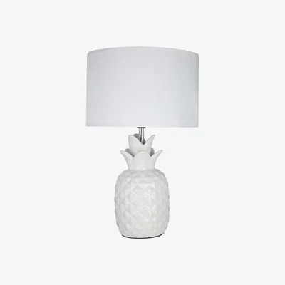 Teddy Beau Teddy's Collection Pineapple Ceramic White Table Lamp