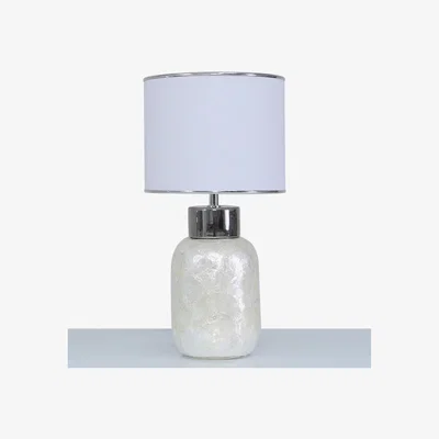 Teddy Beau Deco Home Small Cream White Shell Ceramic Table Lamp With White Shade