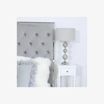 Teddy Beau Deco Home Three Ceramic Ball Table Lamp With Silver Shade