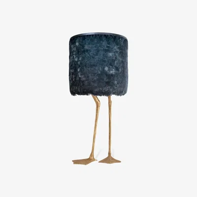 Tobias Oliver Porta Romana I Duck Feet Lamp I Decayed Gold With Admiral Blue Duck Feather Shade/ Petrol Satin Lining