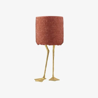Tobias Oliver Porta Romana I Duck Feet Lamp I Decayed Gold With Terracotta Duck Feather Shade/Brick Lining And Com