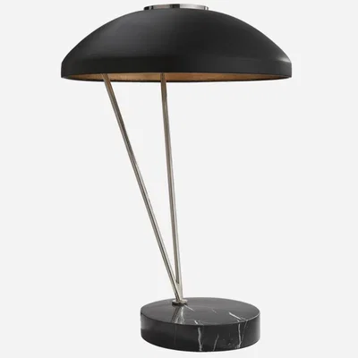 Tobias Oliver Kelly Wearstler | Coquette Table Lamp | Polished Nickel with Black Marble Base