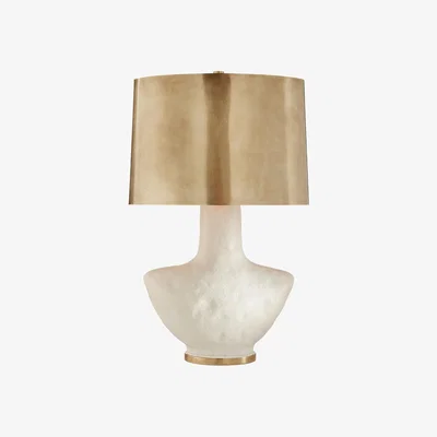 Tobias Oliver Kelly Wearstler | Armato Table Lamp | White with Antique Burnished Brass Shade