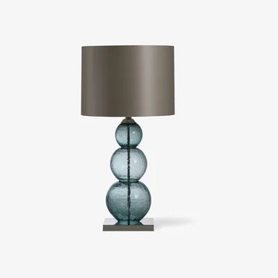 Tobias Oliver Porta Romana I Large Pasteur Lamp I Ash Blue With Nickel Base and Dove Satin Shade