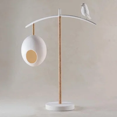 Tobias Oliver Porta Romana | Sleepy Robin Table Lamp Large | Stucco Plaster White