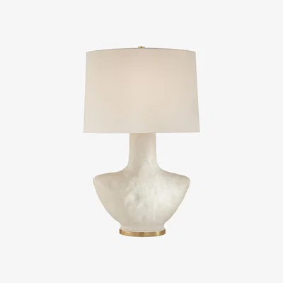 Tobias Oliver Kelly Wearstler | Armato Table Lamp | White with White Linen Shade
