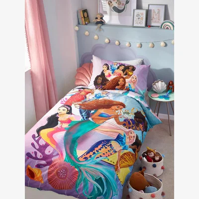 John Lewis Disney The Little Mermaid Reversible Duvet Cover and Pillowcase Set, Single Set