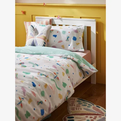 John Lewis little home at John Lewis Butterfly Polka Dot Reversible Duvet Cover & Pillowcase Set, Single Set