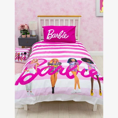 John Lewis Barbie Reversible Duvet Cover and Pillowcase Set, Single Set