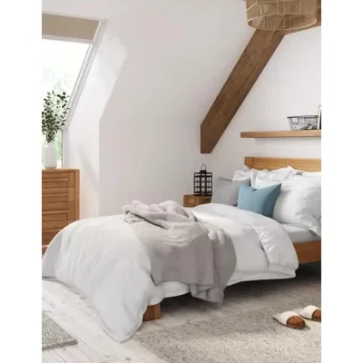 Marks & Spencer M&S Egyptian Cotton 400 Thread Count Percale Duvet Cover - SGL - White, White,Light Cream