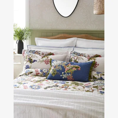 Marks & Spencer Sanderson Pure Cotton Sateen Fussang Tree Duvet Cover - SGL - Dark Blue, Dark Blue