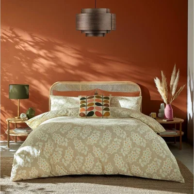 Downtown Orla Kiely Wisteria Duvet Cover Set - Single In CreamTaupeOrange