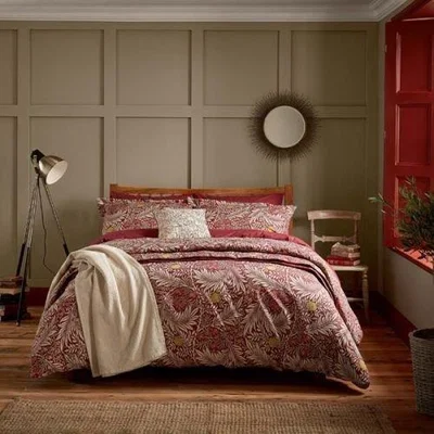 Downtown Morris & Co Morris and Co Larkspur Crimson Duvet Cover Set - Single, Cotton, Print