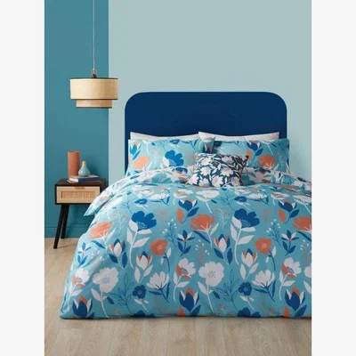 Downtown Fusion Luna Duck Egg Duvet Cover Set - Single In Blue