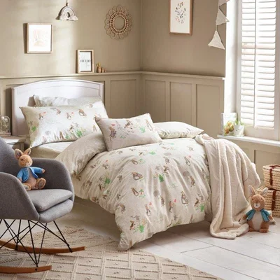 Downtown Classic Peter Rabbit Natural Duvet Cover Set - Single, Polka Dot - Cream/Beige