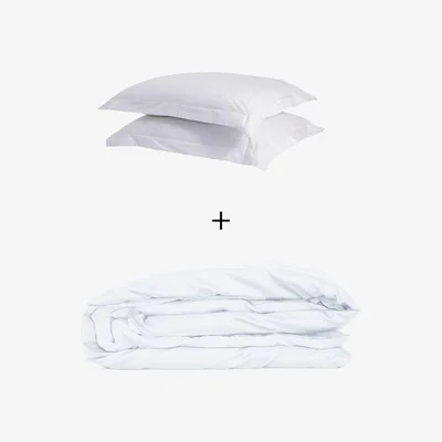 The Range Bed Couture Twill Duvet Cover and Set of 2 pillowcases 80x80 cm - White / Single