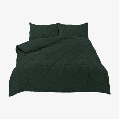 The Range Highams Diamond Pintuck Duvet Cover with Pillowcase - Forest Green / Single