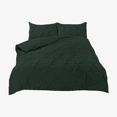The Range Highams Diamond Pintuck Duvet Cover with Pillowcase - Forest Green / Single