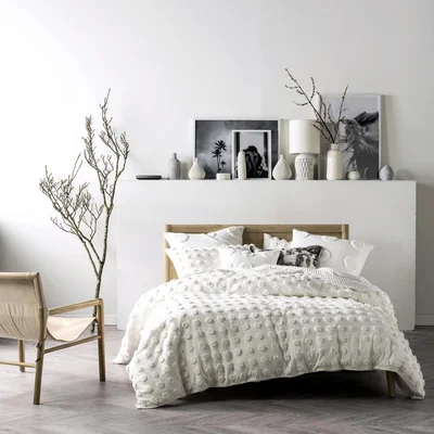 The Range Tufted Polka Dot Duvet Cover Set - White / Single