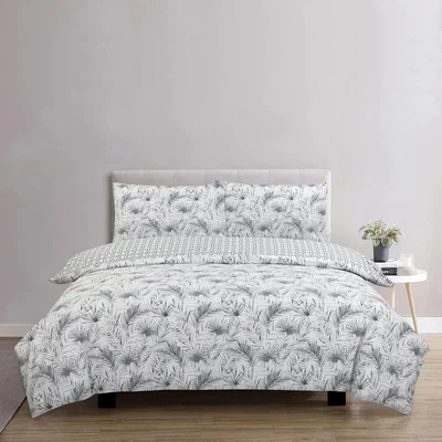 The Range Vantona Classic Botanical Palms Duvet Cover Set - Grey / Single