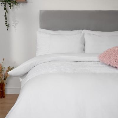 The Range Sienna Tufted Stripe Panel Duvet Cover Bedding Set - White / Single