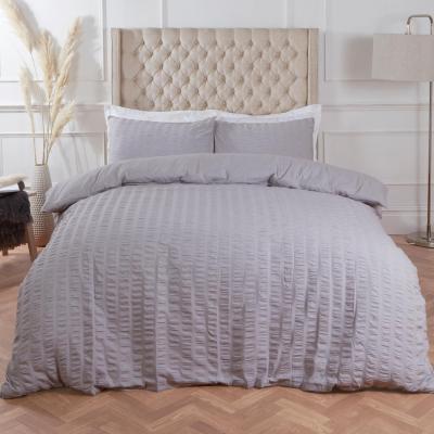 The Range Seersucker Duvet Cover with Pillowcase Bedding Set - Silver / Single