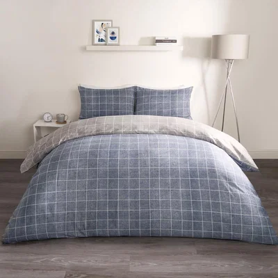 The Range Check Duvet Cover Set - Navy / Single