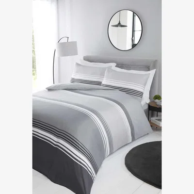 The Range Chicago Striped Duvet Cover Set - Grey / Single