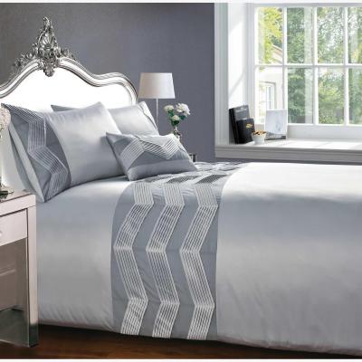 The Range Valencia Zig-Zag Banded Duvet Cover - Silver / Single