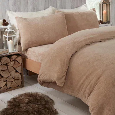 The Range Brentfords Teddy Duvet Cover with Pillow Case Bedding Set - Brown / Single