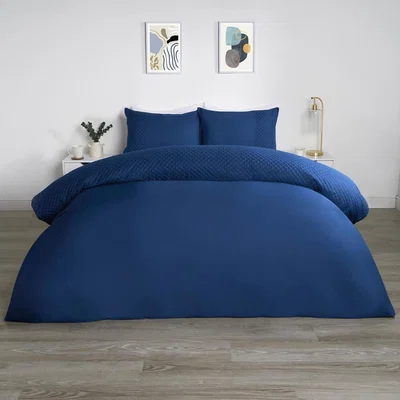 The Range Filled Pinsonic Panel Duvet Cover Set - Navy / Single