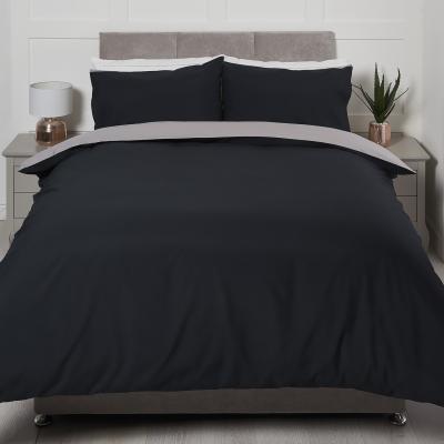 The Range Riley Reversible Duvet Cover and Pillowcase Set - Black/Grey / Single