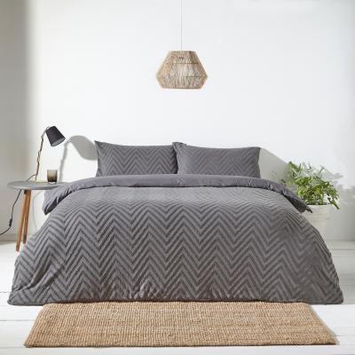 The Range Chevron Tufted Duvet Cover Set - Charcoal / Single